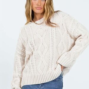 Princess Polly Anaya Cream Cable Knit Sweater